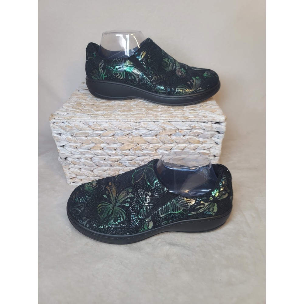 Spring Step Metallic Butterfly Whimsical Clogs Leather Slip On Work 8.5 Medical